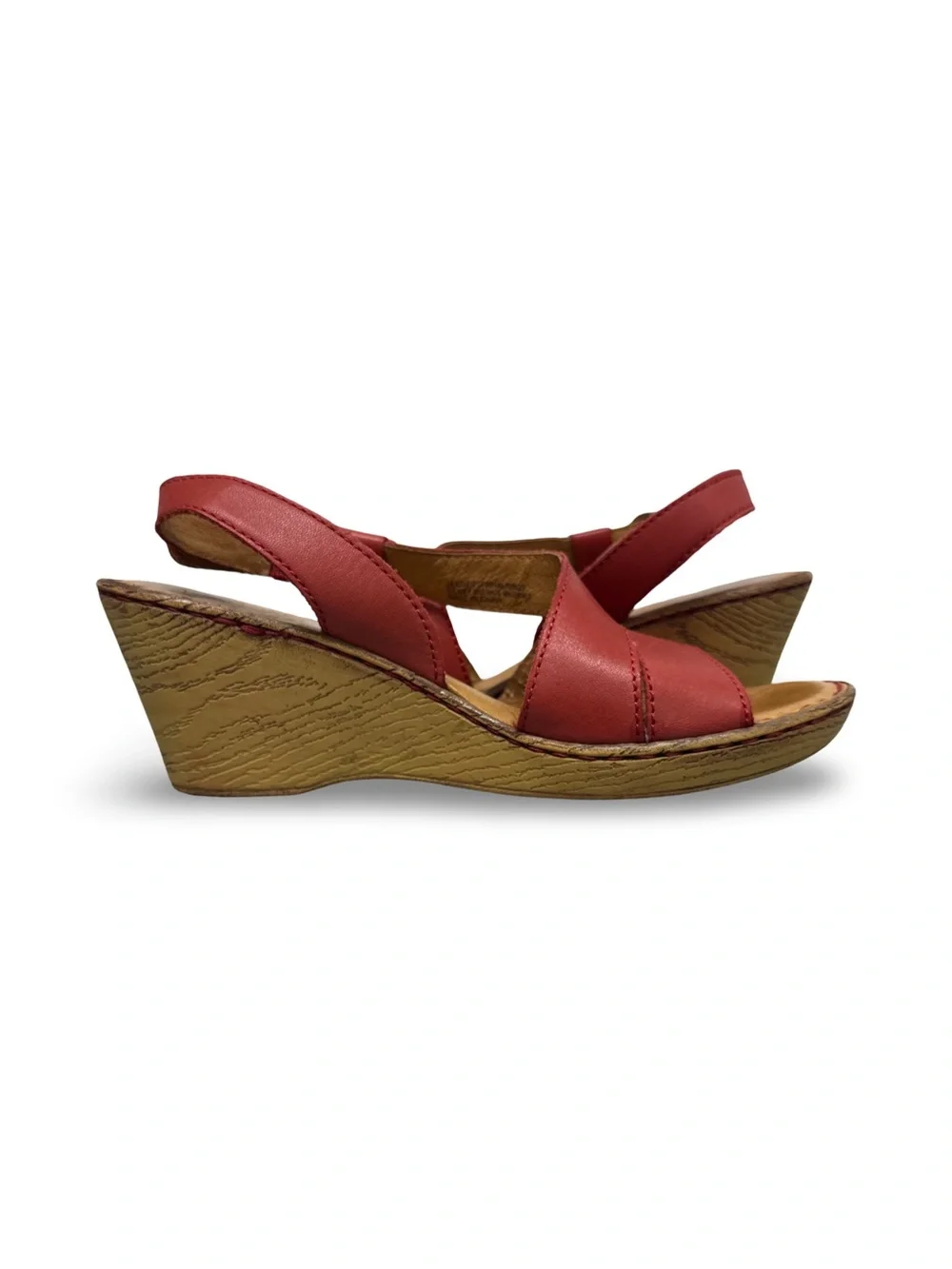 Born Red Leather Wedge Sandals Women’s 8